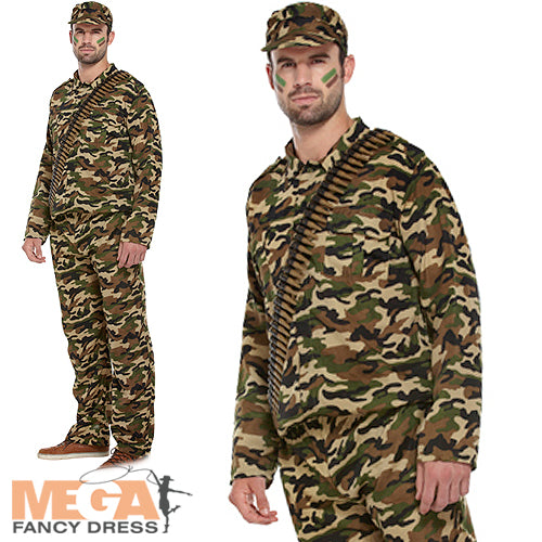 Men's Army Man Military Soldier Camouflage Costume