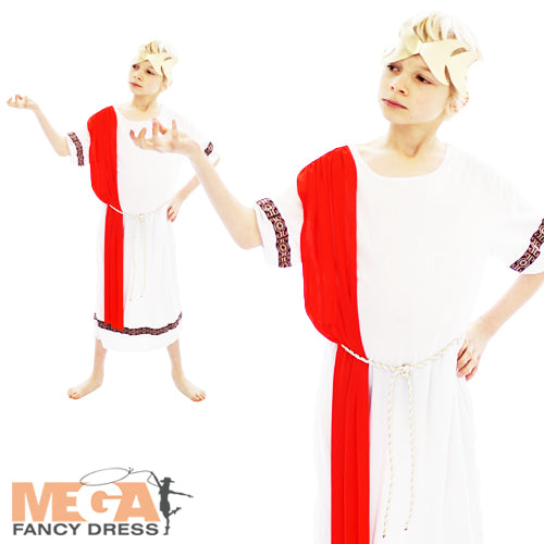 Kids Greek Roman Emperor Caesar Toga Fancy Dress Costume