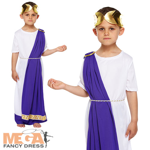 Boys Roman Emperor Ancient Greek Grecian Toga Book Day Costume