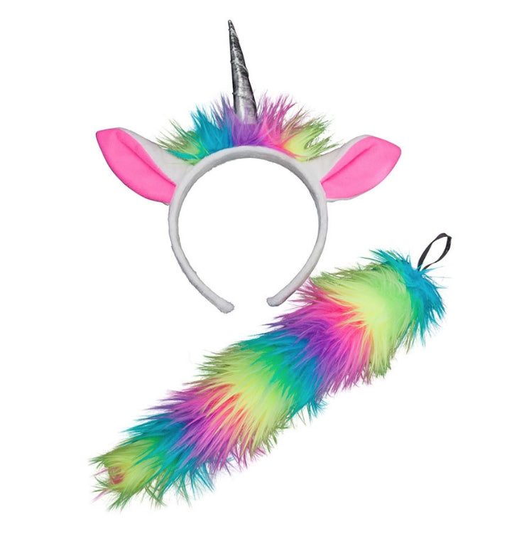 Rainbow Unicorn Ears & Tail Fantasy Accessory