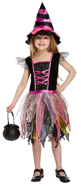 Pink Sparkle Witch Girls Glittering Sorceress Costume