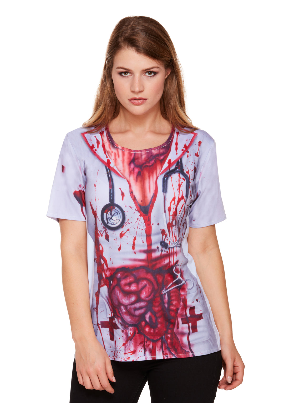 Bloody Nurse Shirt for Ladies Halloween Costume