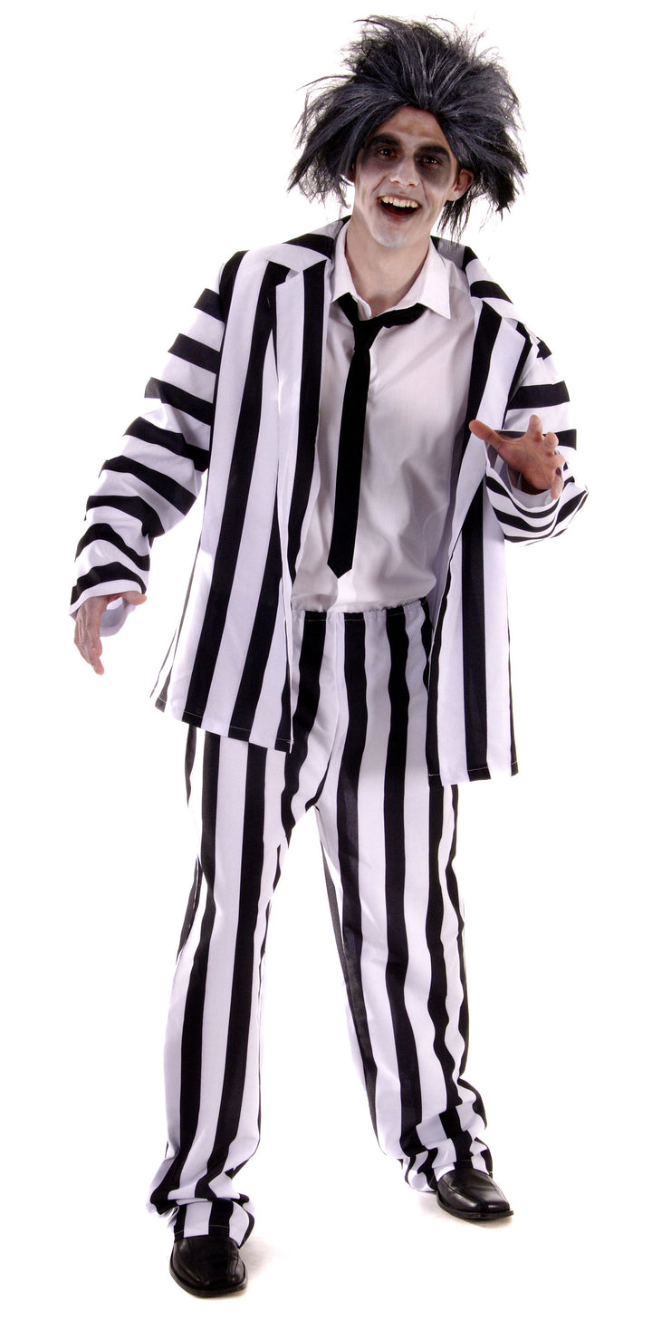 Mens Crazy Ghost Movie Halloween Striped Suit Fancy Dress Costume