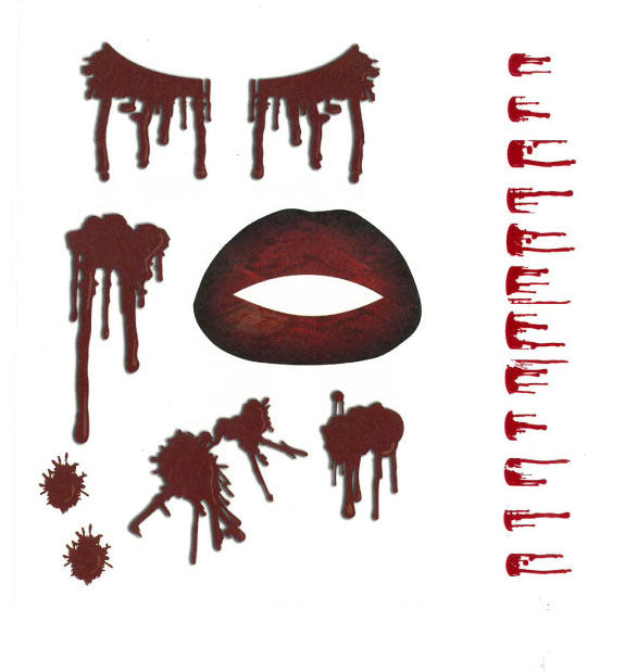 Vampire Tattoos Halloween Fancy Dress Scary Gorey Costume Accessory