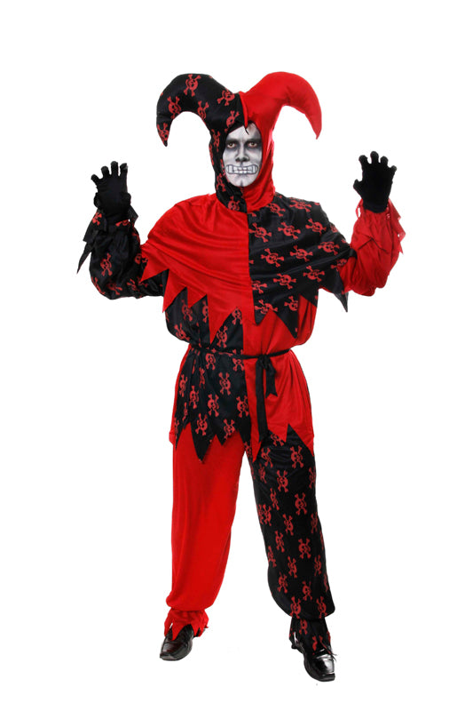 Evil Jester Skull Halloween Sinister Fool Costume