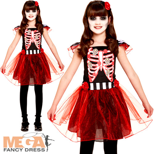 Skeleton Girl Kid's Chilling Bone Costume
