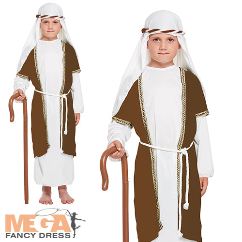 Kids Shepherd Fancy Dress Christmas Nativity Festive Xmas Costume