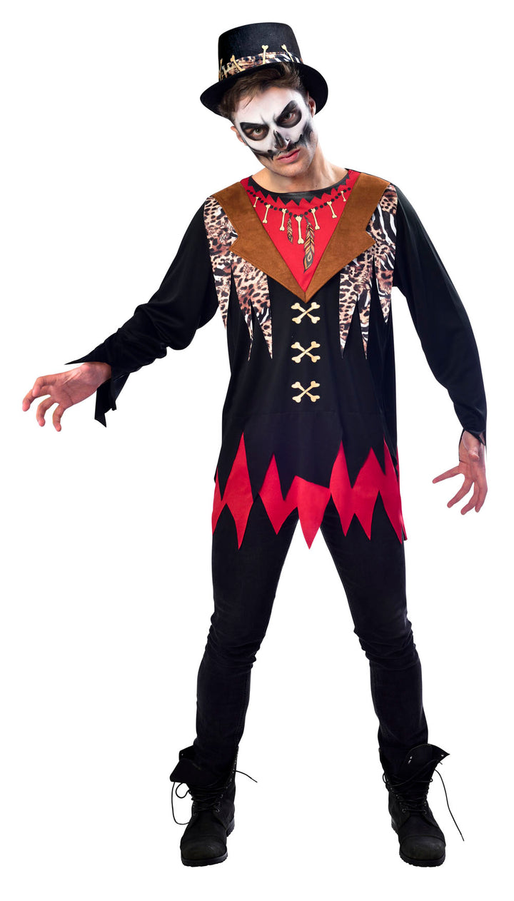 Men's Witch Doctor Halloween Voodoo King Undead Fancy Dress Costume