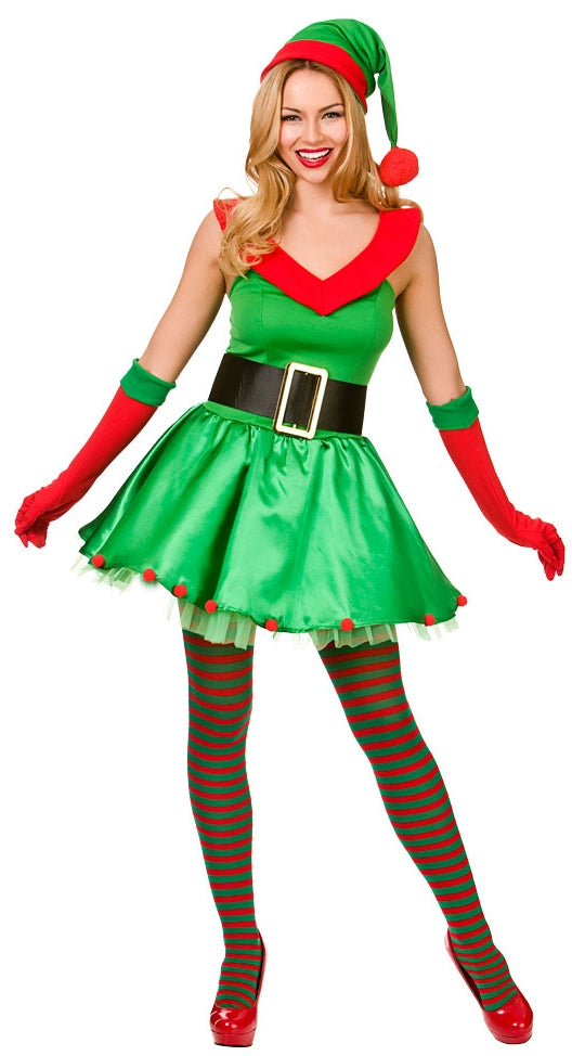 Ladies Christmas Elf + Hat Santa's Little Helper Costume