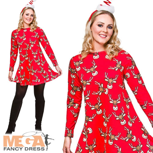 Ladies Reindeer Christmas Festive Xmas Costume