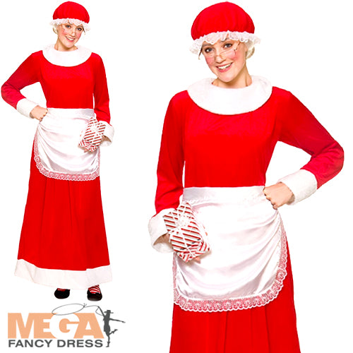 Ladies Deluxe Mrs Santa Claus Fancy Dress Father Christmas Costume