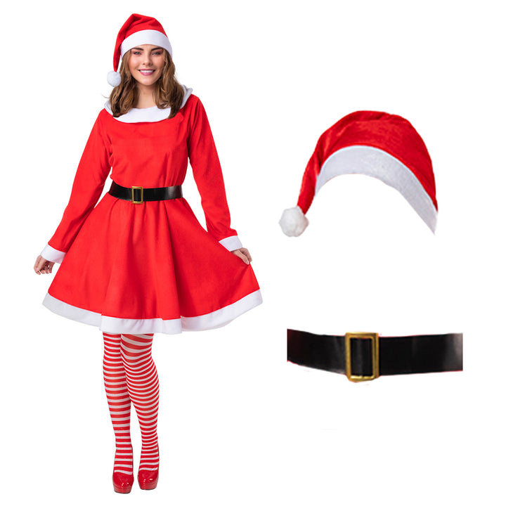 Womens Deluxe Velour Mrs Santa Christmas Costume