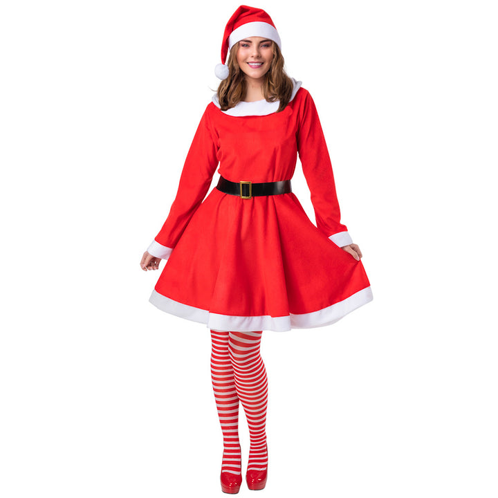 Womens Deluxe Velour Mrs Santa Christmas Costume