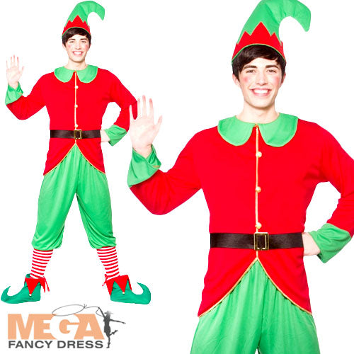 Men's Workshop Elf Christmas Xmas Santas Helper Costume