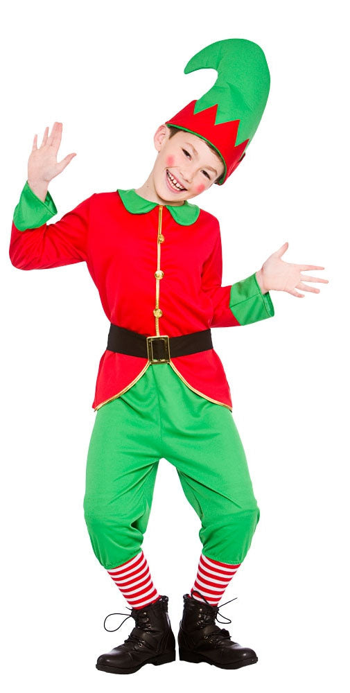 Boys Workshop Elf Suit Santa Helper Christmas Costume