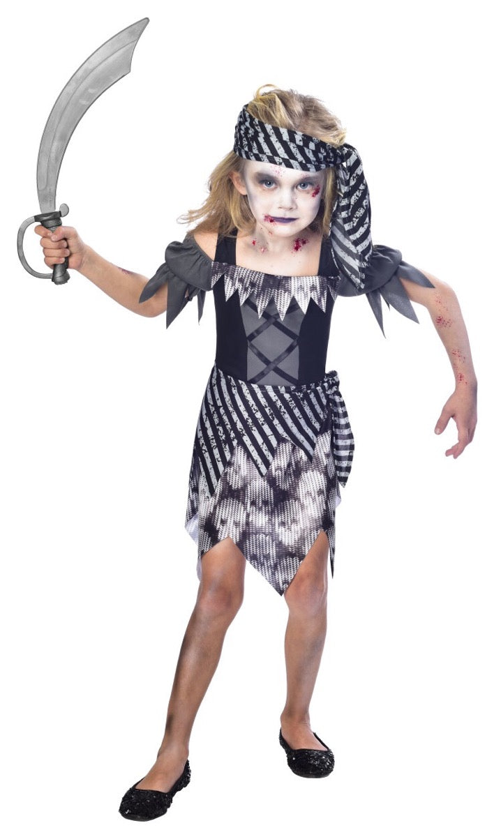 Girls Zombie Pirate Halloween Ghost Buccaneer Costume