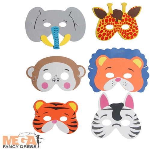 6 Assorted Jungle Masks Exotic Wildlife Collection