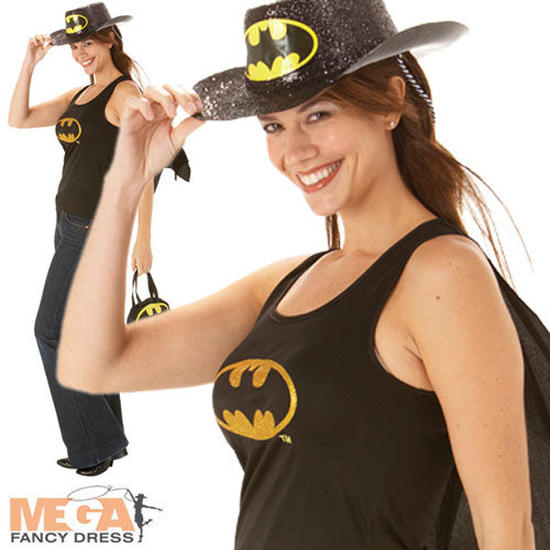 Ladies Bat Girl Top & Cape Comic Book Superhero Costume