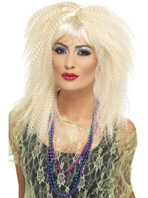 80s Trademark Blonde Crimp Wig