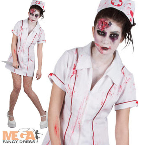 Killer Zombie Nurse Halloween Costume Horror Fancy Dress