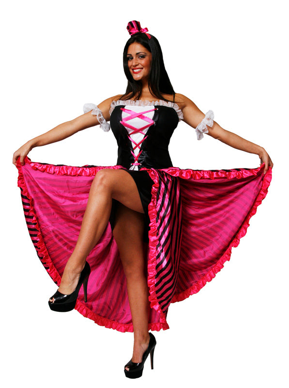 Ladies Western Pink Sexy Can Can Saloon Fancy Dress Costume