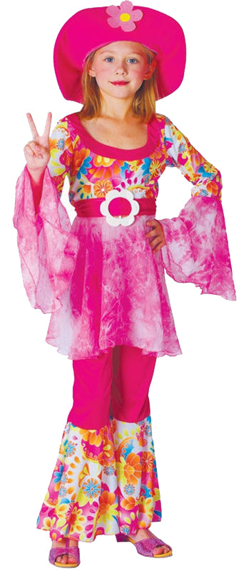 Kids 60s 1970s Hippy Diva Groovy Hippie Fancy Dress Costume