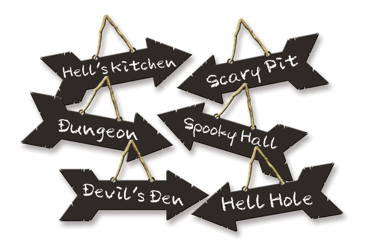 Halloween Direction Signs with Chalk Effects Spooky Decor