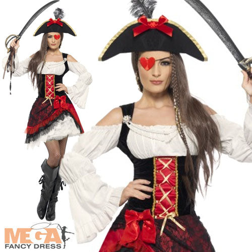 Ladies Deluxe Glamorous Pirate Caribbean Buccaneer Costume