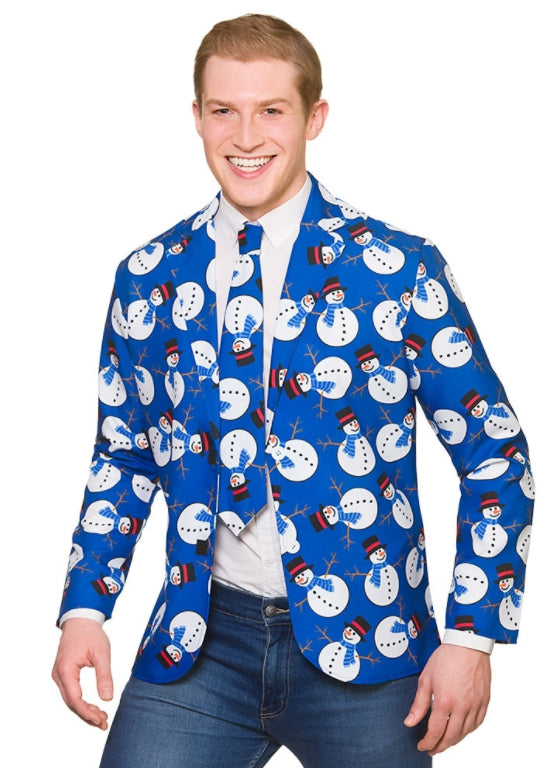 Fun Snowman Christmas Themed Jacket & Tie Outfit