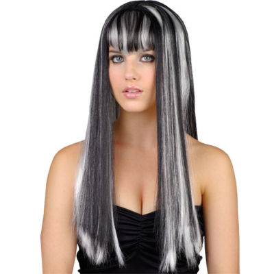 Long Dead Gorgeous Black Silver Wig Glamour Accessory