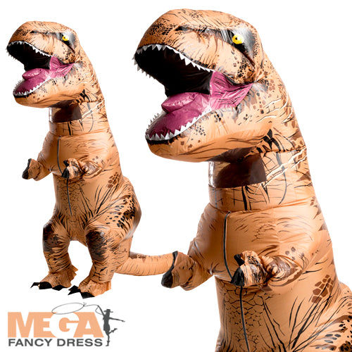 T-REX Inflatable Kostüm Für Männer - Aufblasbarer Dinosaurier, Braun, Halloween Outfit