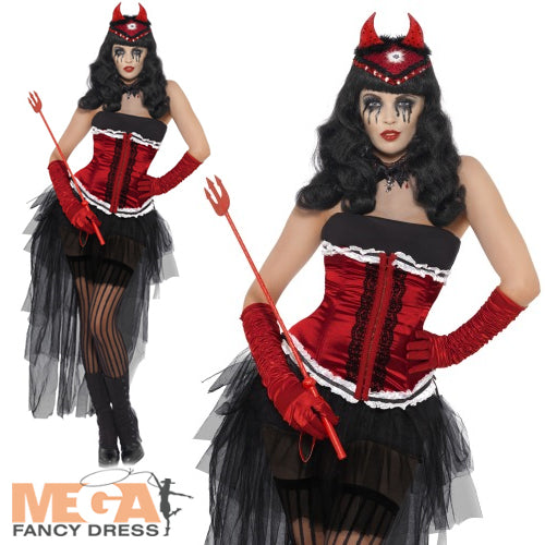 Ladies Diva Devil Fancy Dress Demonique De Vil Costume