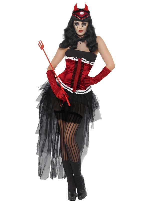 Ladies Diva Devil Fancy Dress Demonique De Vil Costume