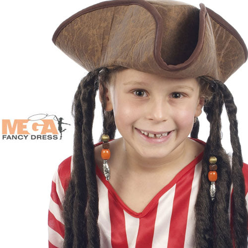 Childs Deluxe Pirate Hat with Hair