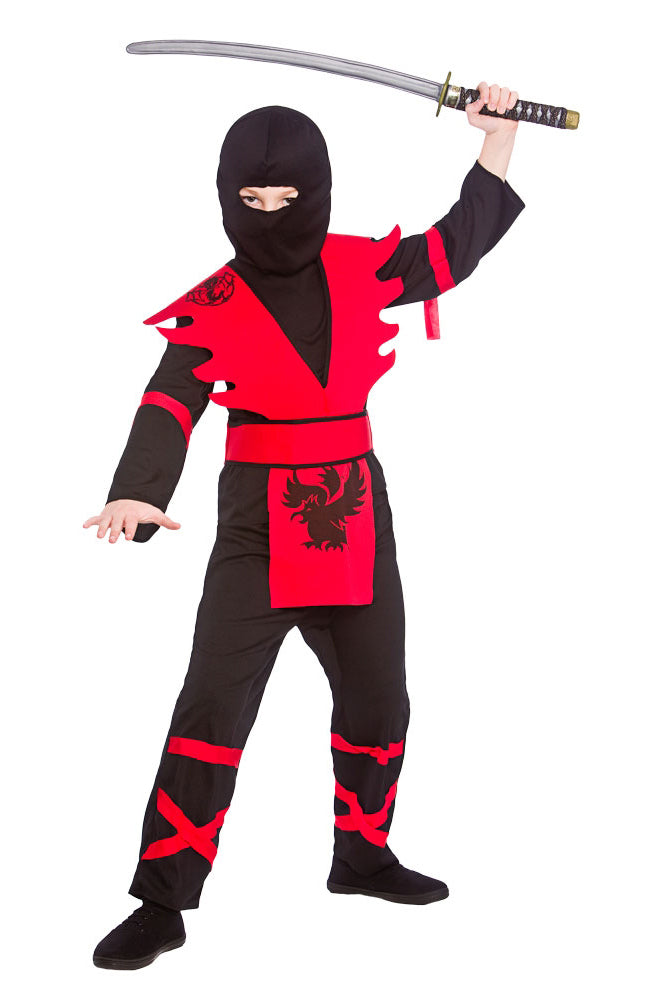 Ninja Assassin Black and Red Boys Warrior Costume