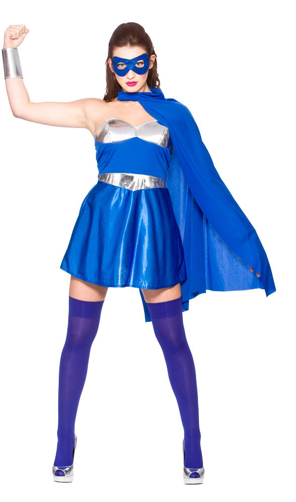 Blue Hot Superhero Action Costume