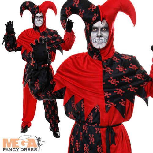 Evil Jester Skull Halloween Sinister Fool Costume