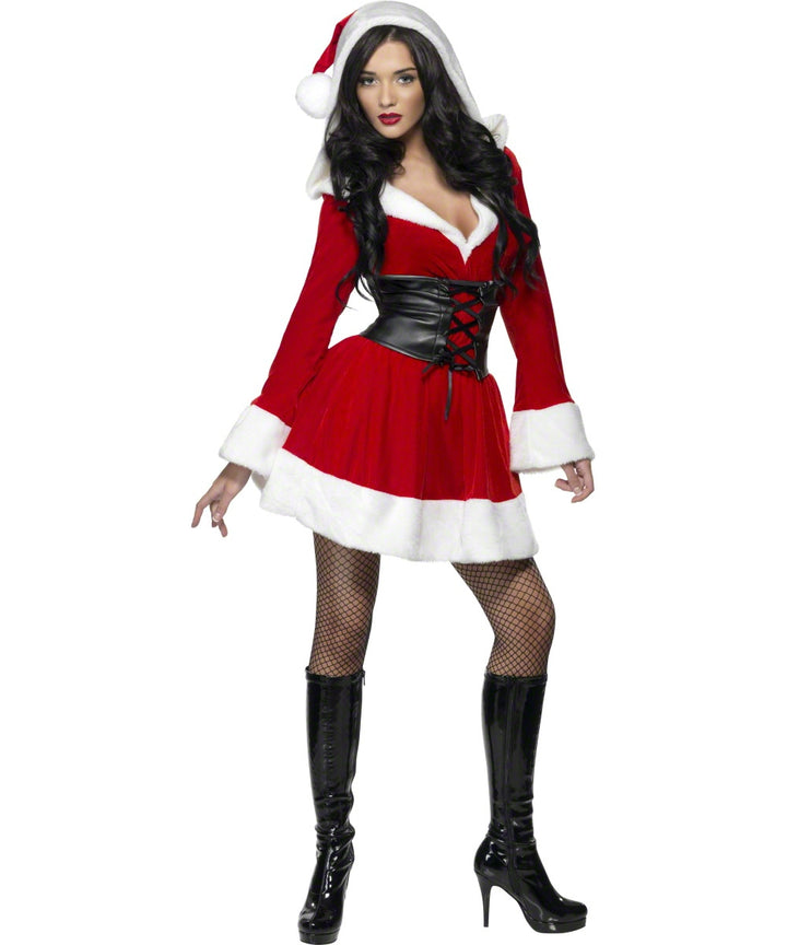 Ladies Sexy Fever Miss Santa Claus Fancy Dress Festive Christmas Costume