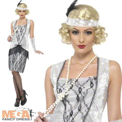 Women's Silver 20s Flapper Fancy Dress Costume