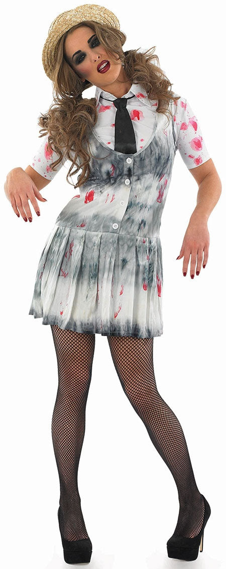 Ladies Zombie School Girl Halloween Horror Uniform Costume