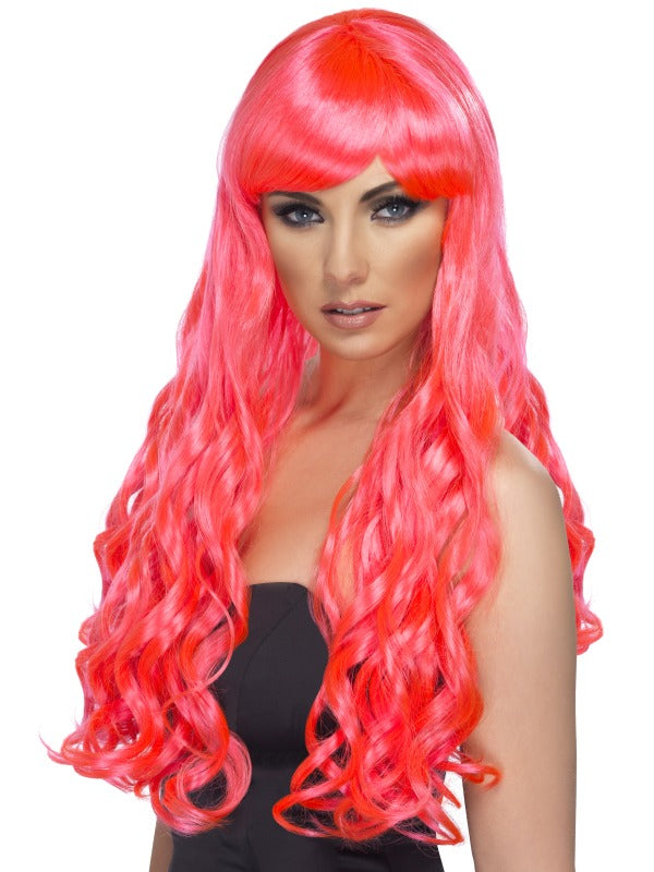 Fuchsia Pink Desire Long Curly Wig