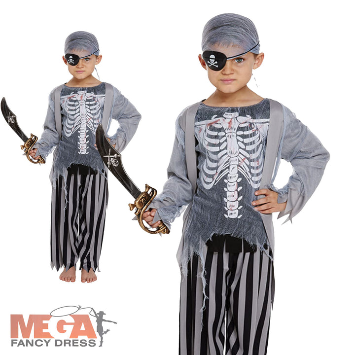 Boys Zombie Pirate Halloween Sea Raider Fancy Dress Costume