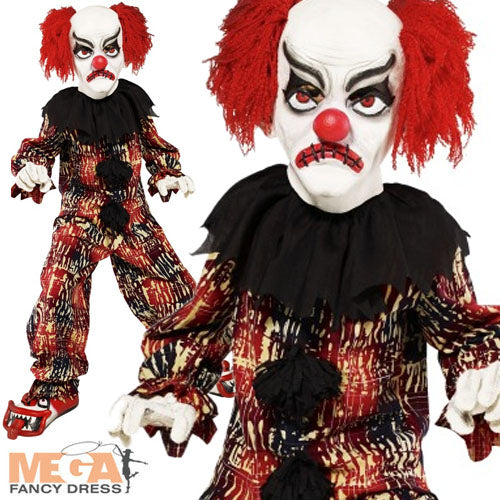 Boys Halloween Scary Clown + Mask Fancy Dress Costume