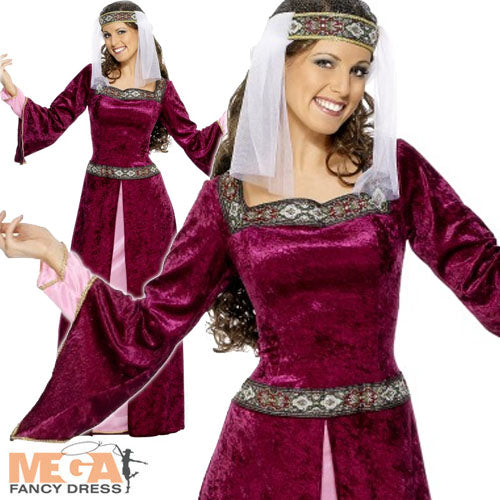 Ladies Maid Marion Medieval Robin Hood Fancy Dress Costume