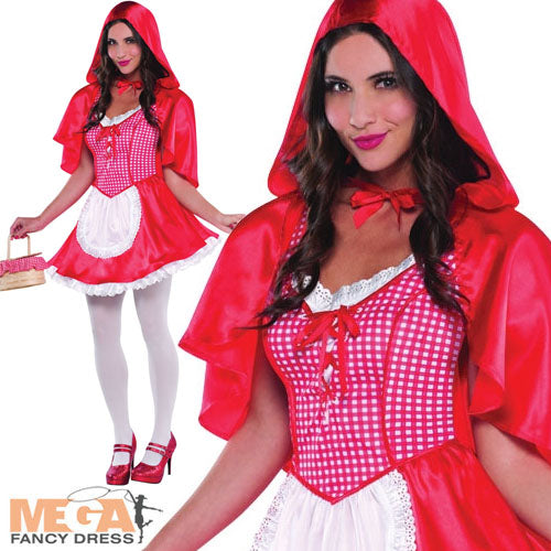 Ladies Red Riding Hood Fairy Tale Fancy Dress Costume