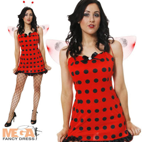 Ladies Cute Lady Bug Fancy Dress Animal Ladybird Book Day Costume