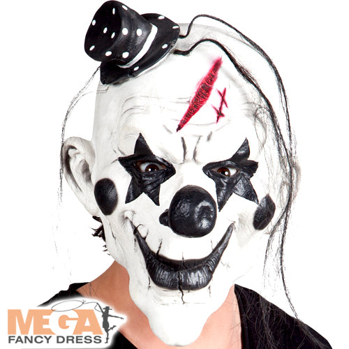 Latex Head Mask Psycho Clown With Hair