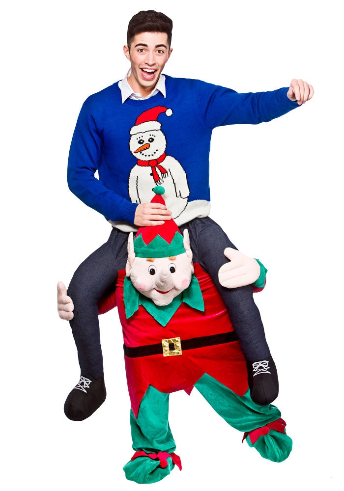 Adult Carry Me Xmas Elf Christmas Festive Fancy Dress Costume