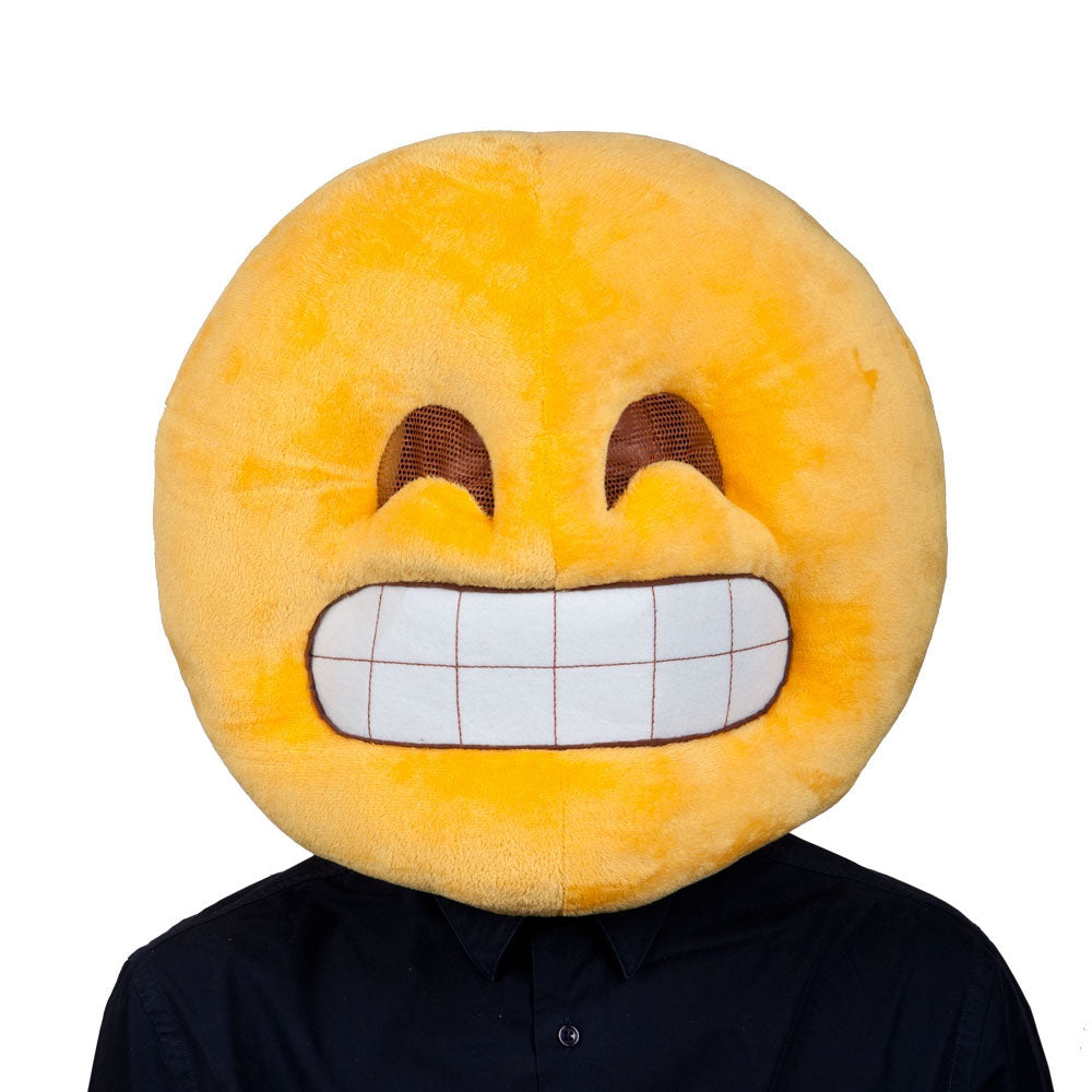 Adults Grin Mask Smiley Emoji Fancy Dress Costume Accessory