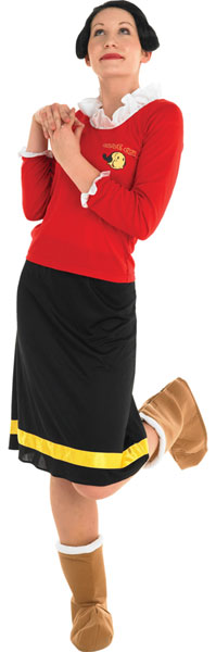 Ladies Olive Oyl Popeye 80s Cartoon Costume Outfit